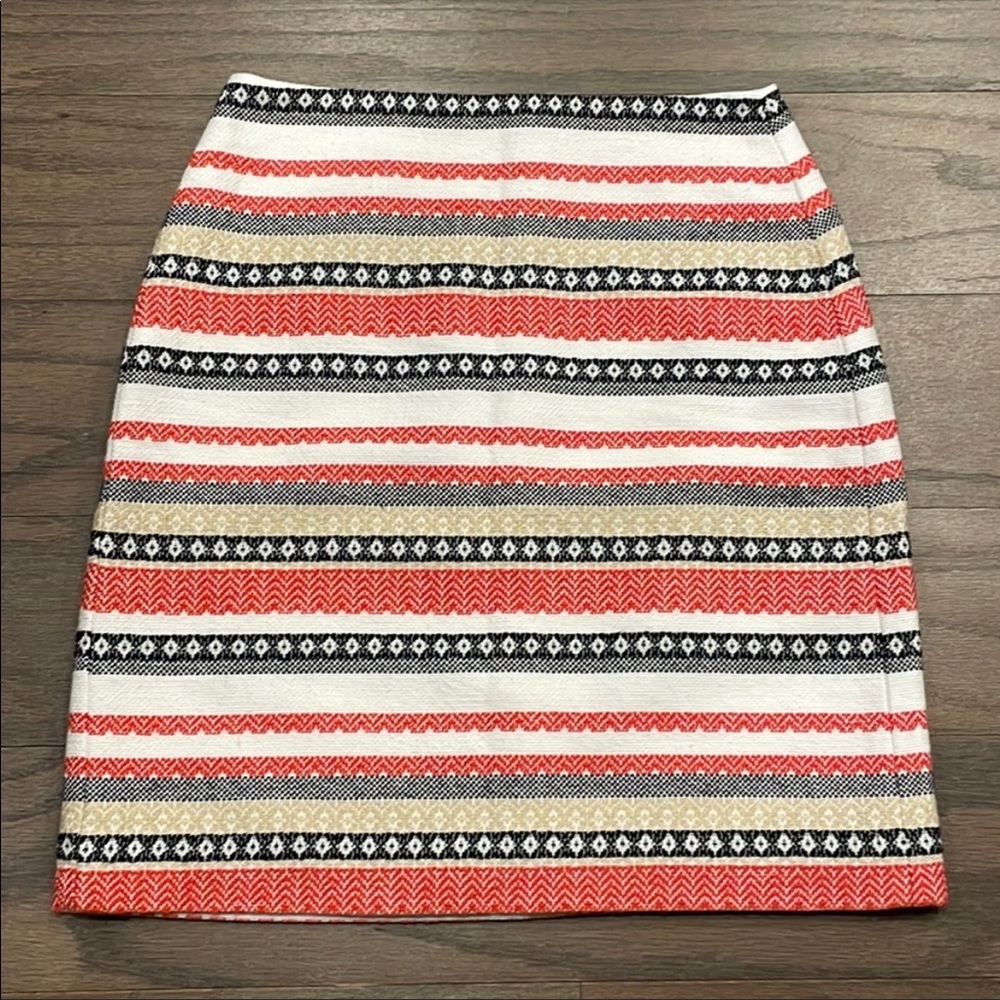 LOFT Petite Orange and Black Striped Shift Skirt - Size 00P